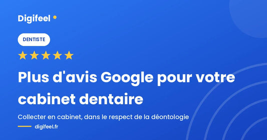 Plaque avis Google Digifeel à l'accueil d'un cabinet dentaire
